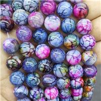 Natural Veins Agate Beads Multicolor Dye Smooth Round, approx 14mm dia [GA3095]