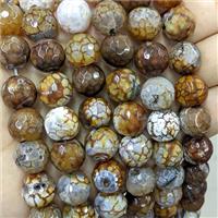 Natural Veins Agate Beads Coffee Dye Faceted Round, approx 14mm dia [GA3098]