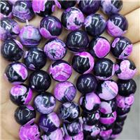 Hotpink Fire Agate Beads Black Smooth Round Dye, approx 14mm dia [GA3137]