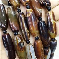 Natural Agate Rice Beads Chocolate Dye, approx 14-40mm, 8pcs per st [GA3227]