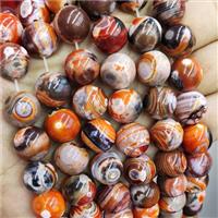 Natural Fire Agate Beads Red Dye Smooth Round, approx 14mm dia [GA3235]