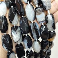 Natural Agate Druzy Barrel Beads Black Faceted, approx 15-30mm, 12pcs per st [GA3237]