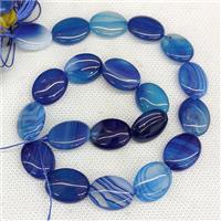 Natural Stripe Agate Oval Beads Blue Dye, approx 15-20mm [GA3325]