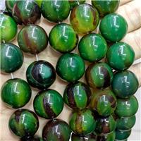 Natural Agate Beads Green Dye Smooth Round, approx 20mm dia, 18pcs per st [GA3356]