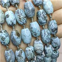 Natural Agate Barrel Beads Blue Dye, approx 13-20mm, 13pcs per st [GA3361]