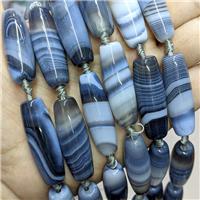 Natural Stripe Agate Rice Beads Inkblue Dye, approx 13-40mm, 8pcs per st [GA3372]