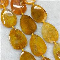 Natural Agate Slice Beads Faceted Orange Dye, approx 35-50mm [GA3385]