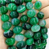 Natural Stripe Agate Egg Beads Green Dye, approx 15-20mm [GA3408]