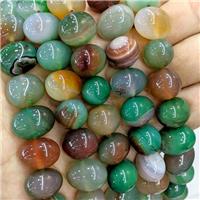 Natural Stripe Agate Egg Beads Green Dye, approx 15-20mm [GA3409]