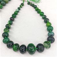 Natural Dragon Veins Agate Rondelle Beads Graduated Green Dye Smooth, approx 12-30mm [GA3435]