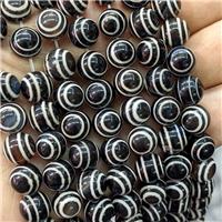 Tibetan Agate Round Beads Black Eye Smooth, approx 10mm, 32pcs per st [GA3436]