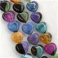 Natural Druzy Agate Heart Beads Mixed Color Dye, approx 18-20mm [GA3445]