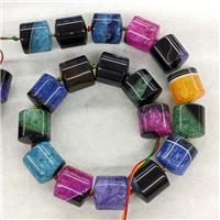 Natural Druzy Agate Tube Beads Dye Column Mixed Color, approx 18-20mm [GA3458]