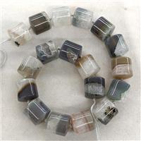 Gray Druzy Agate Column Beads Tube Natural Color, approx 18-20mm [GA3460]