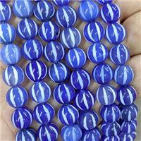 Tibetan Agate Beads Round Blue Pumpkin, approx 10mm, 35pcs per st [GA3483]