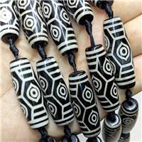 Tibetan Agate Rice Beads Black White Eye, approx 14-40mm, 8pcs per st [GA3487]