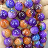 Natural Agate Beads Purple Orange Dye Smooth Round, approx 14mm [GA3499]