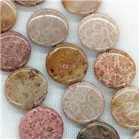 Natural Coral Fossil Beads Coin Flat Round, approx 30mm [GA3504]