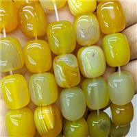 Natural Stripe Agate Tube Beads Yellow Dye, approx 15-20mm [GA3522]
