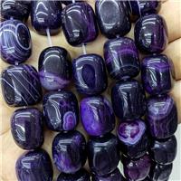 Natural Stripe Agate Tube Beads Purple Dye, approx 15-20mm [GA3523]