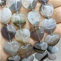 Druzy Agate Heart Beads Gray, approx 20mm [GA3557]