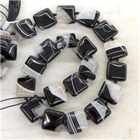 Natural Agate Druzy Square Beads White Black Dye, approx 18mm [GA3570]