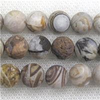 matte American Wooden Petrified Jasper Beads, round, approx 6mm dia [GB11677-6MM]