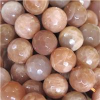 orange MoonStone Beads, faceted round, approx 8mm dia [GB11689-8MM]