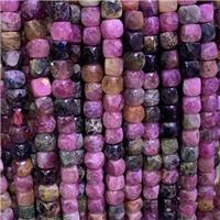 pink Tourmaline Beads, faceted cube, approx 4x4mm [GB11711]