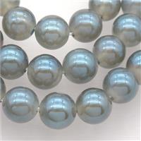 round white Agate Beads with grayblue electroplated, approx 12mm dia [GB12168-12MM]