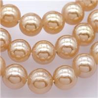 round white Agate Beads with champagne electroplated, approx 8mm dia [GB12169-8MM]