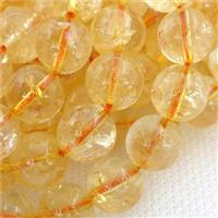 round Citrine Beads, yellow treated, approx 10mm dia [GB13089-10MM]