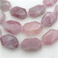 Madagascar Rose Quartz Beads, faceted rectangle, approx 15-22mm [GB13295]