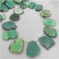 African Green Grass Agate Beads, slice, topdrilled, approx 25-50mm [GB13378]