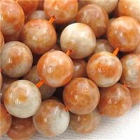 Natural Peruvian Orange Calcite Beads Smooth Round, approx 20mm dia [GB13381-20MM]