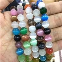 round Cats Eye Stone Beads, mixed color, approx 8mm dia [GB13588-8MM]