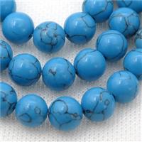 blue synthetic Turquoise Beads round smooth, approx 10mm dia [GB13657-10MM]
