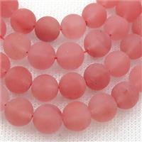 round pink watermelon Quartz beads, matte, approx 10mm dia [GB13705-10MM]