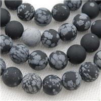 round black Snowflake Jasper Beads, matte, approx 8mm dia [GB13726-8MM]