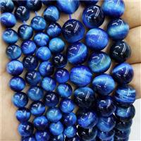 blue Tiger eye stone beads, round, approx 14mm dia [GB13757-14MM]