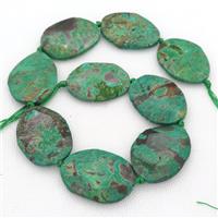 green Ocean Jasper Slice Beads, faceted freeform, approx 30-40mm [GB13956]