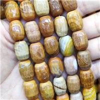 brown Fired Agate Beads, faceted barrel, approx 13-18mm [GB14119]