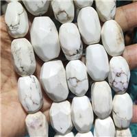 white Magnesite Turquoise Beads, faceted barrel, approx 15-25mm [GB14147]