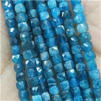 blue Apatite Beads, faceted cube, approx 4mm [GB14230]