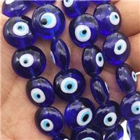 blue Lampwork Glass button Beads with Evil Eye, approx 16mm, 25pcs per st [GB14293]