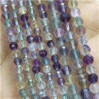 Fluorite Seed Beads Multicolor Faceted Round, approx 3mm dia [GB14347-3MM]