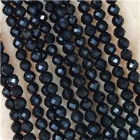 Black Tourmaline Beads Tiny Faceted Round, approx 2mm dia [GB14444-2MM]