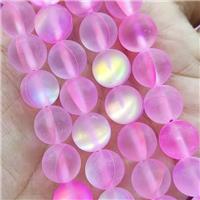 Pink Mermaid Glass Beads Round Matte, approx 12mm dia [GB15099]
