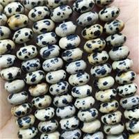 Black Dalmatian Jasper Rondelle Beads, approx 4x6mm [GB15524]