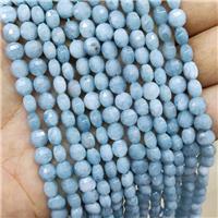 Blue Jade Beads Faceted Coin Dye, approx 6mm [GB15968]